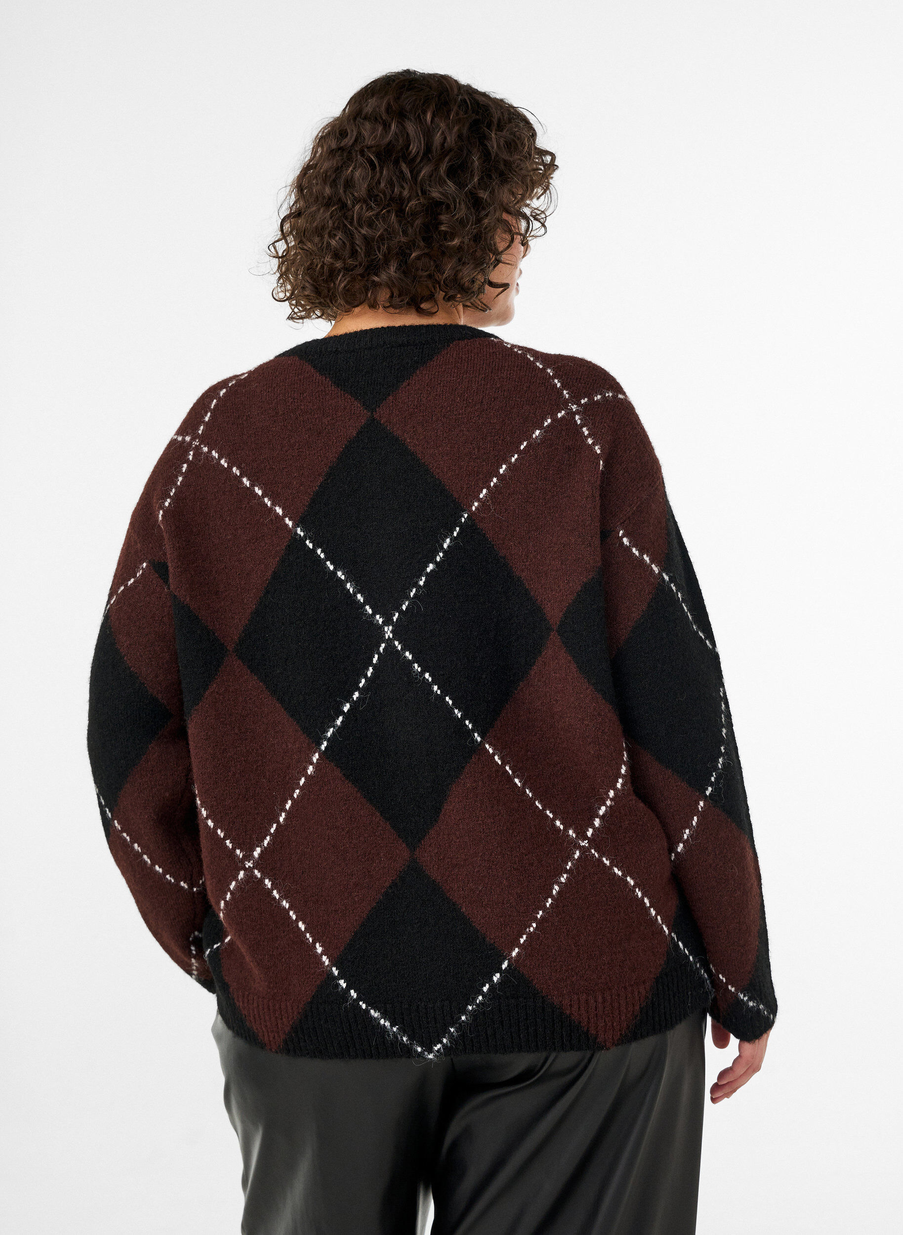 ZizziKardigan w krate argyle, Czarne, Model image number 2