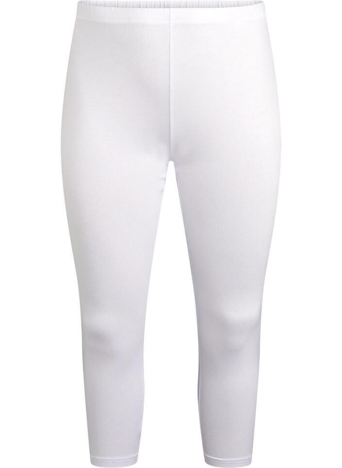 Legginsy 3/4 typu basic z wiskozy, Biały, Packshot image number 0