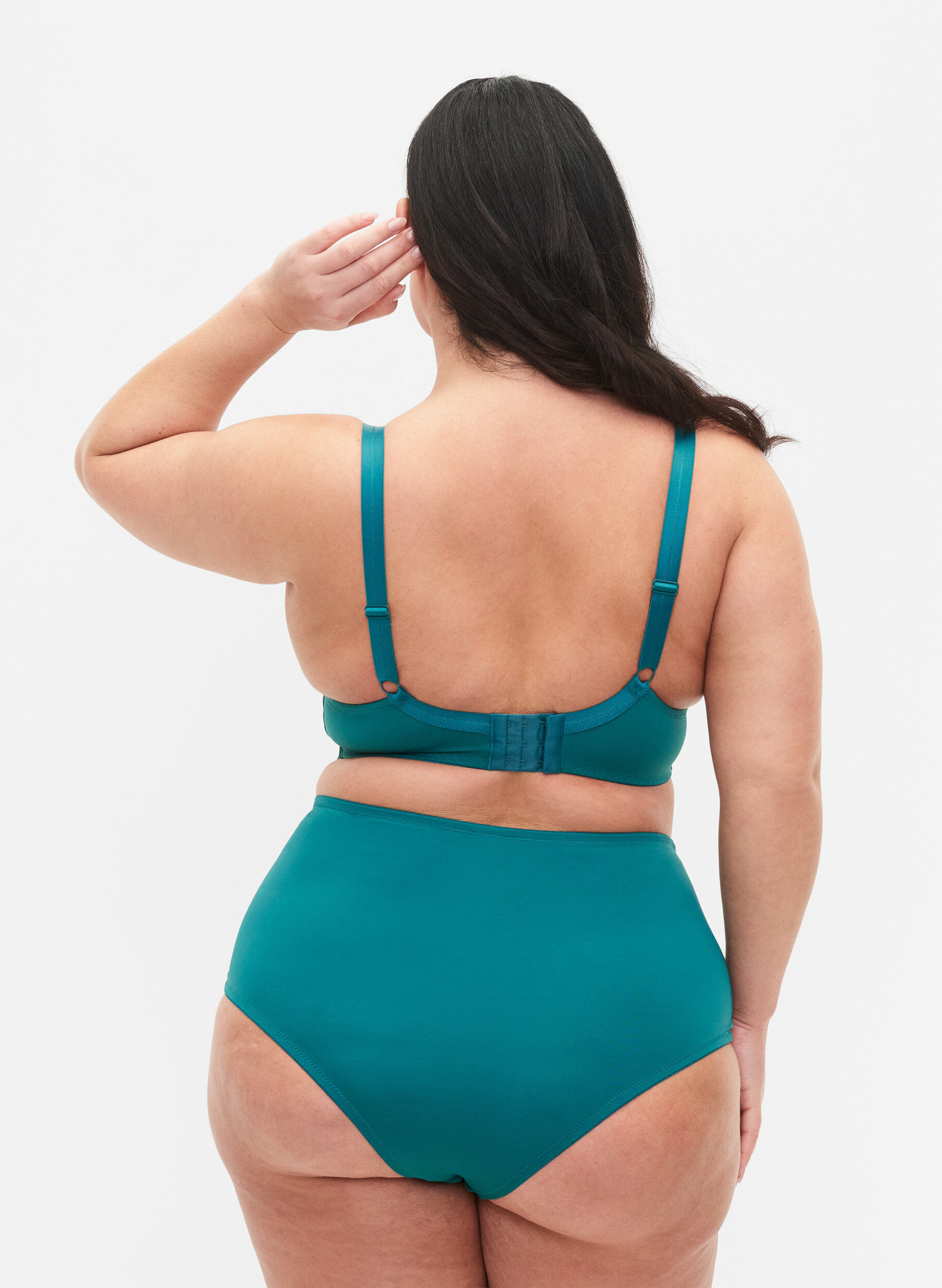 Zizzi Majtki hipster z koronka i wysokim stanem, Green-Blue Slate, Model image number 1