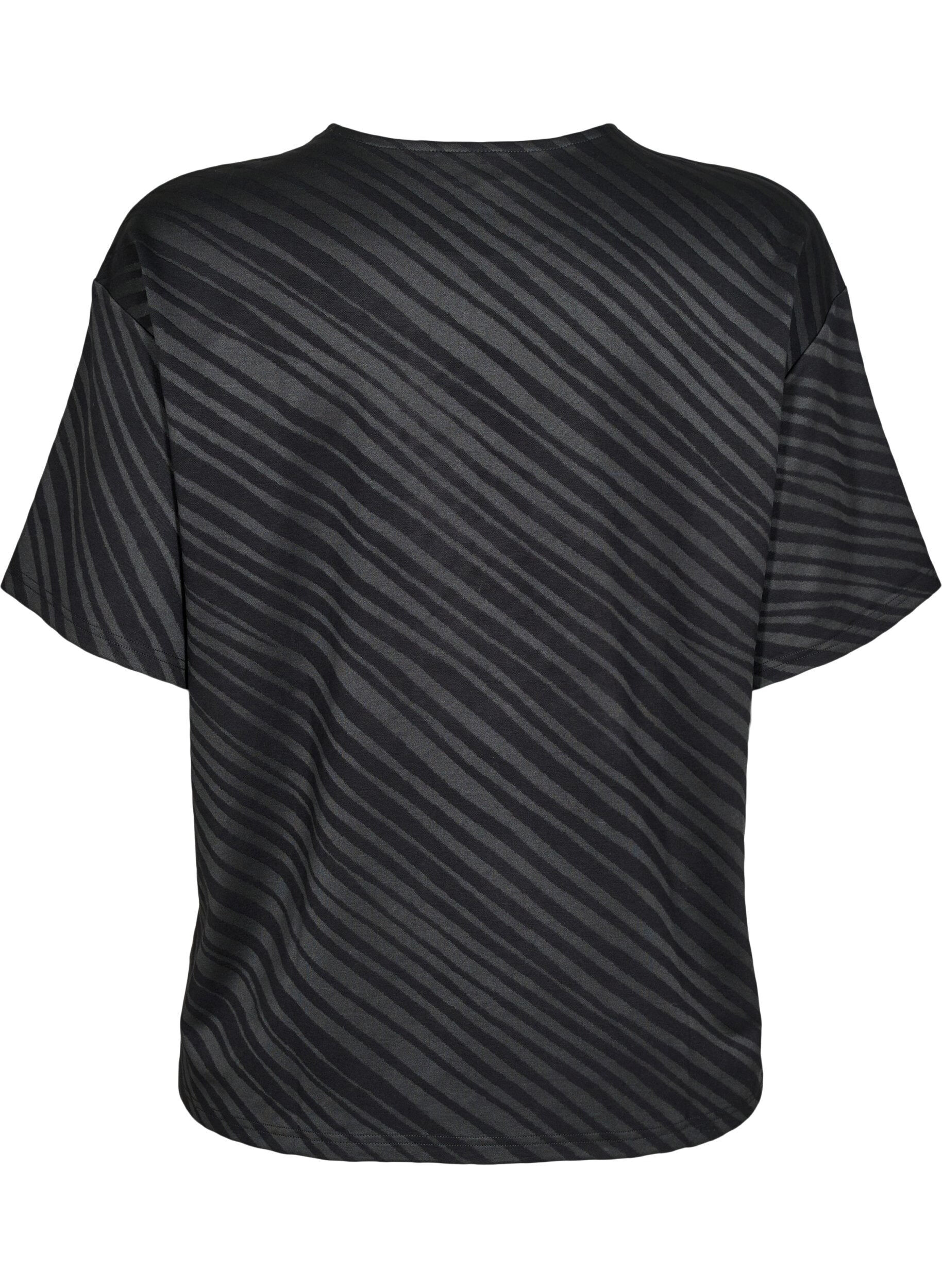 Zizzi Bluzka oversize ze wzorem, Czarne, Packshot image number 1