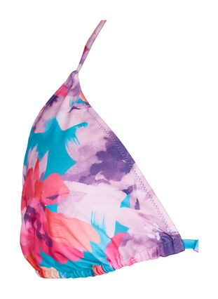 Trójkatny biustonosz bikini z nadrukiem, Pink Flower, Packshot image number 2