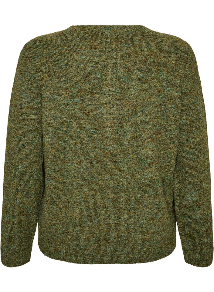 Luzny sweter z okraglym dekoltem, Zielony, Packshot image number 1