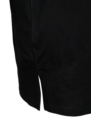 Jednokolorowa koszulka typu oversize z dekoltem w szpic, Black, Packshot image number 3