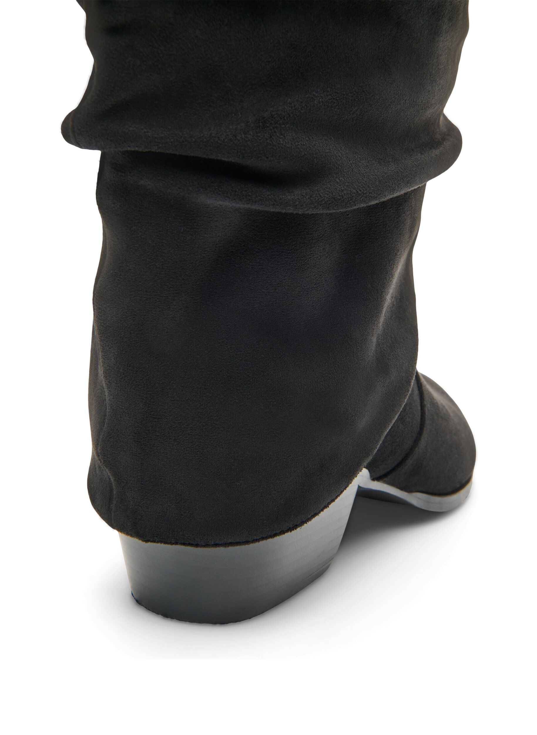 ZizziDlugie buty w stylu zamszowym z odpinanym cholewem, Czarne, Packshot image number 3