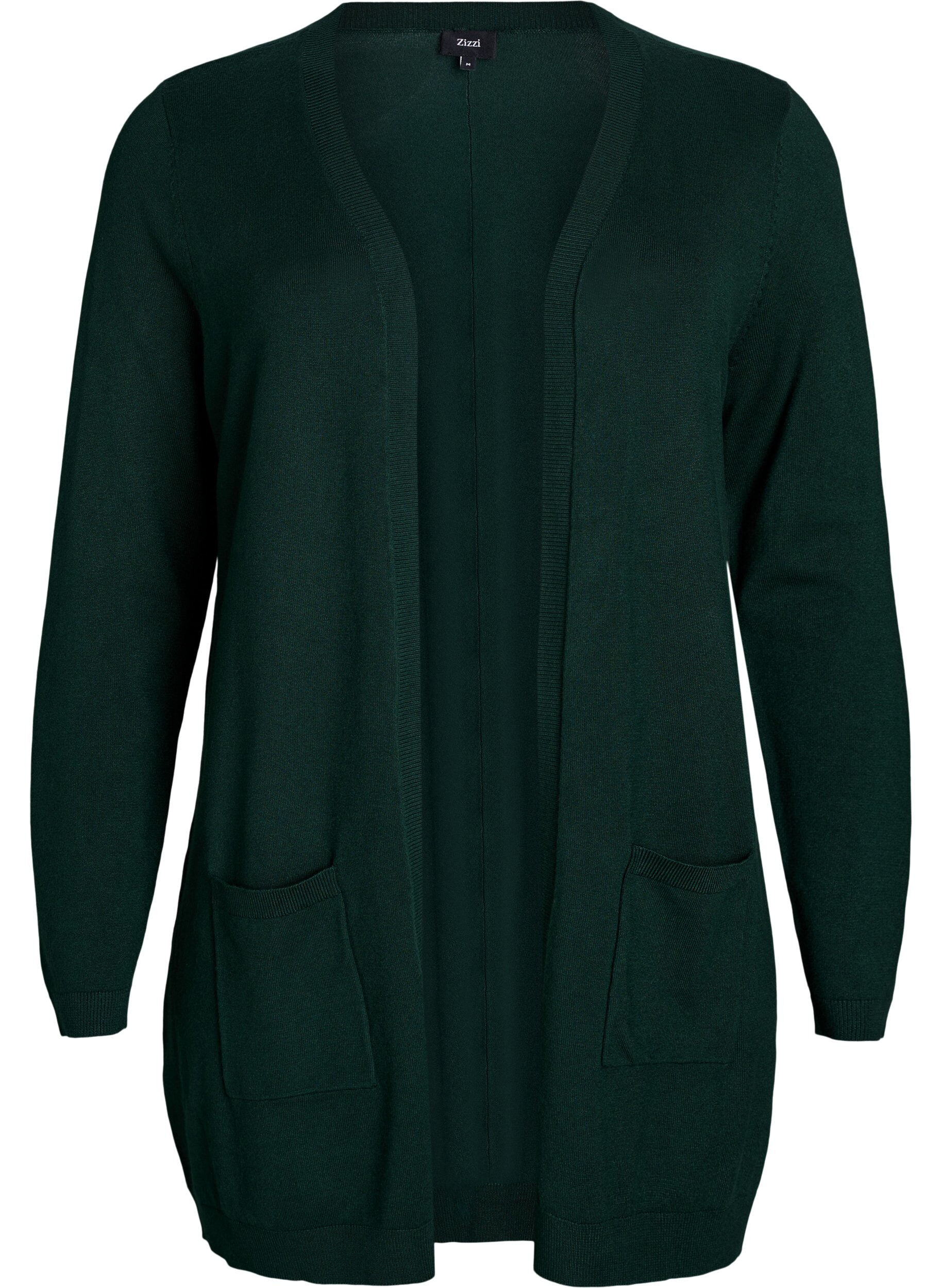 Zizzi Dlugi, dzianinowy kardigan z mieszanki wiskozy, Zielony, Packshot image number 0