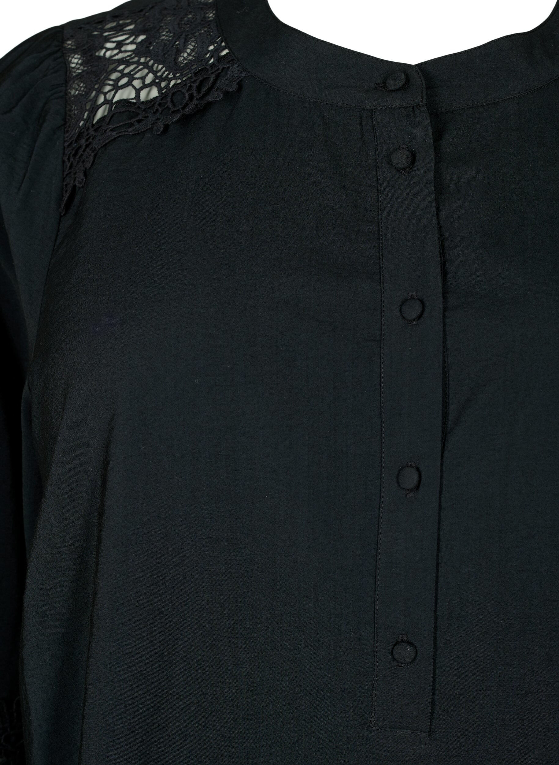 Zizzi Bluzka z wiskozy z szydelkowanymi detalami, Black, Packshot image number 2