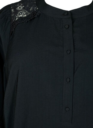 Bluzka z wiskozy z szydelkowanymi detalami, Black, Packshot image number 2