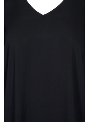 Wiskozowa sukienka z dekoltem w szpic, Black, Packshot image number 2