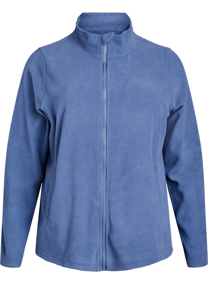 Bluza polarowa z suwakiem i wysokim kolnierzem, Niebieskie, Packshot image number 0