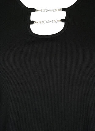 Prazkowana bluzka z lancuszkiem, Black, Packshot image number 2