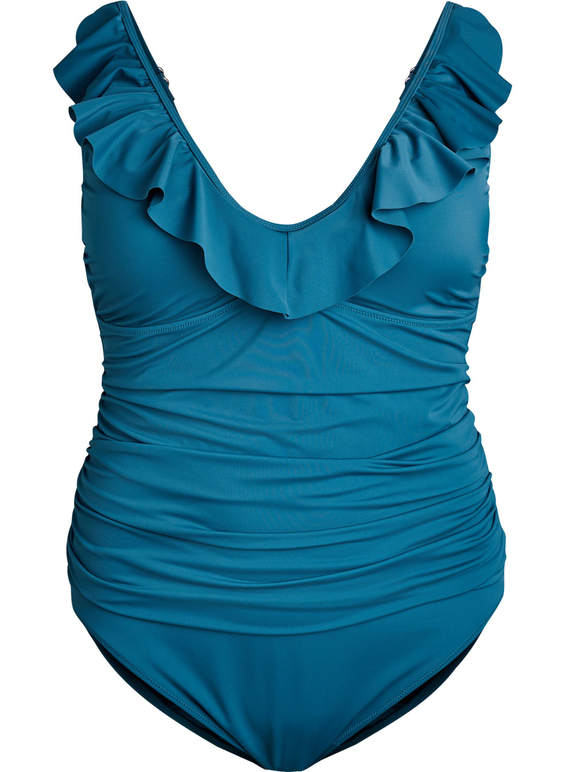 Zizzi Str&oacute;j kapielowy z falbankami i wyjmowanymi wkladkami, Niebieskie, Packshot image number 0