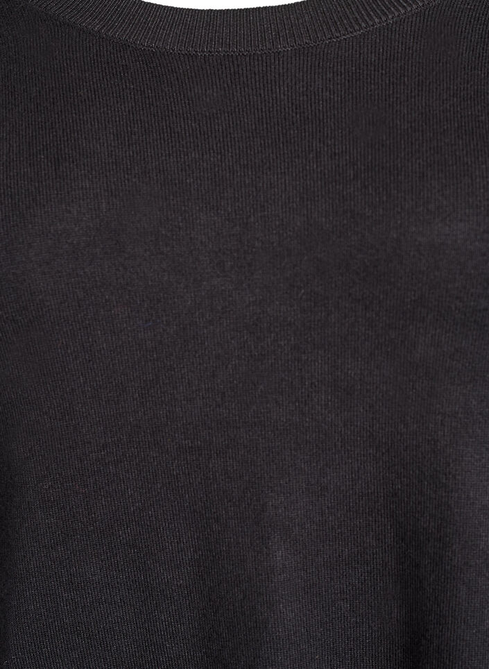 Dzianinowa bluzka z guzikami po bokach, Czarne, Packshot image number 2