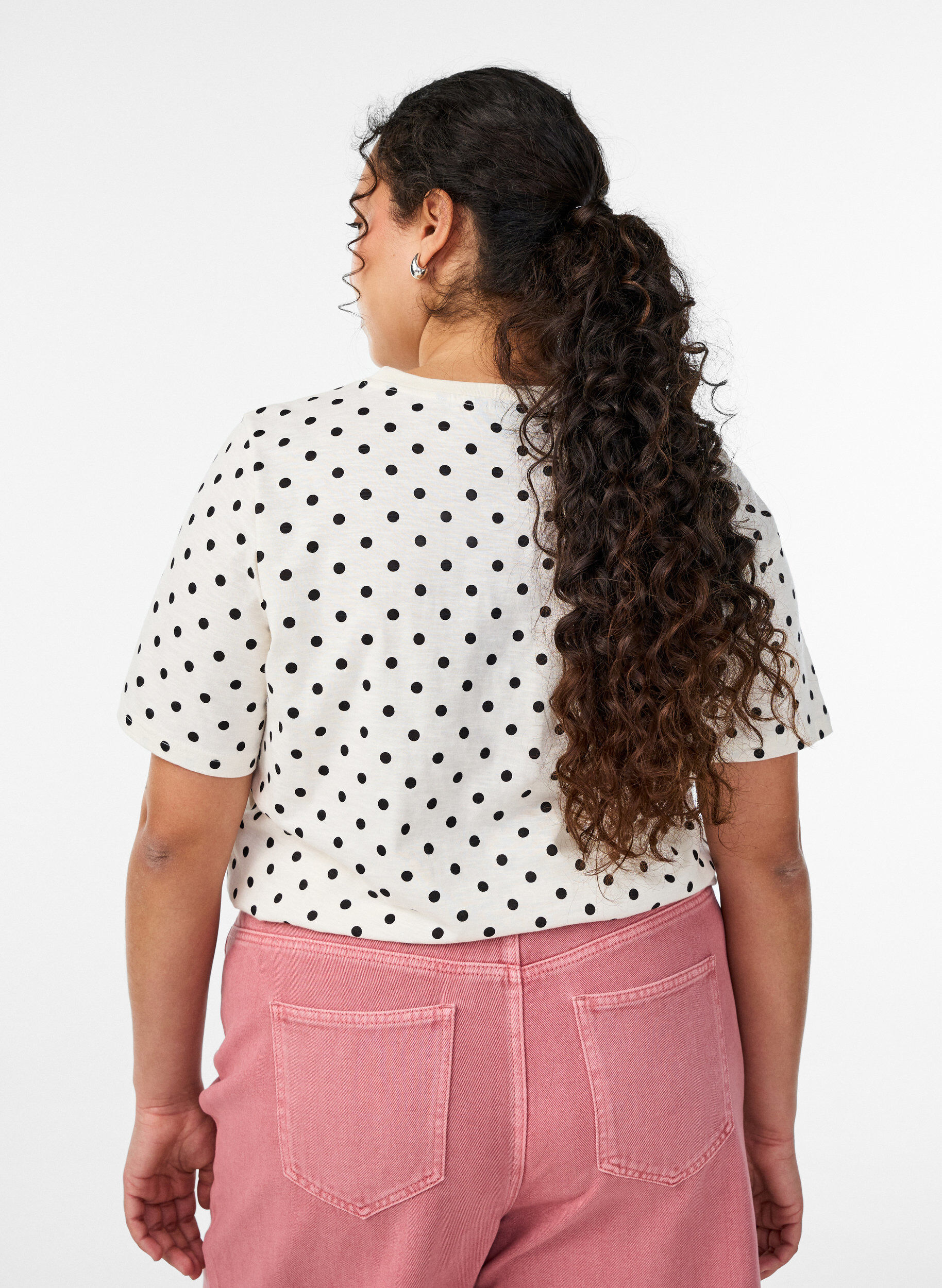 Zizzi Koszulka Polka dot bawelniana, Biały, Model image number 2