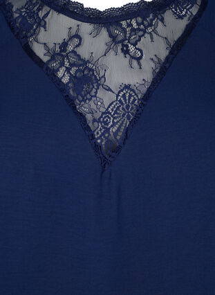 Bluzka z krótkim rekawem i koronka, Navy Blazer, Packshot image number 2
