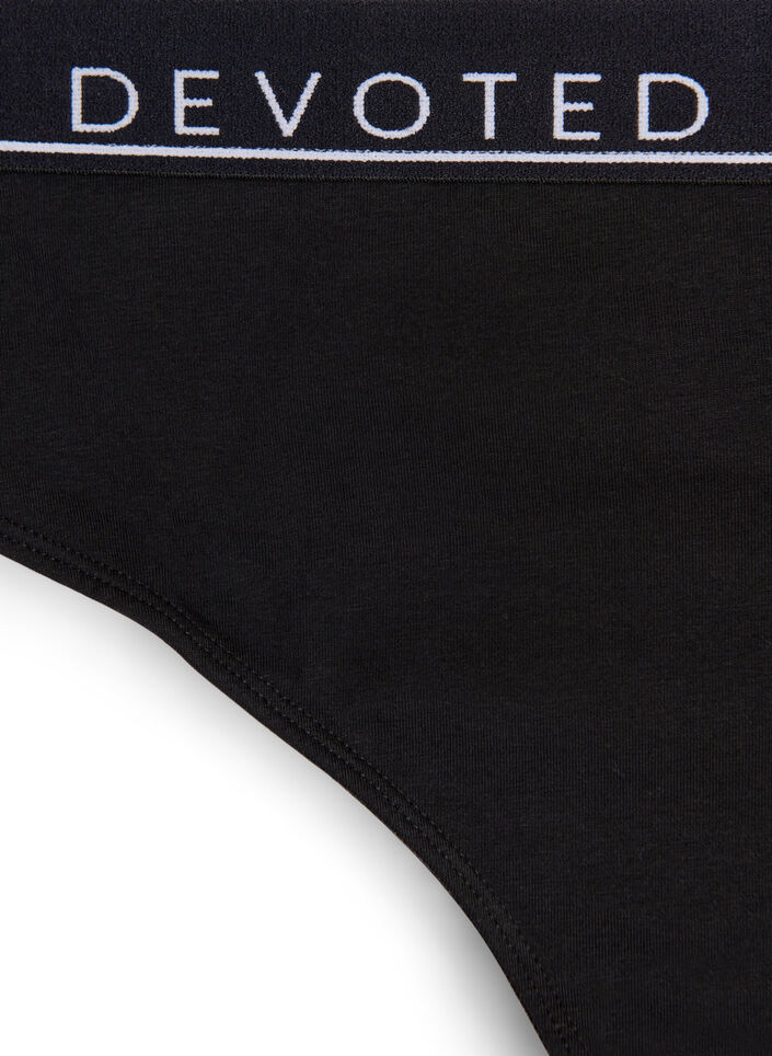 Bawelniane stringi z normalnym stanem, Czarne, Packshot image number 2