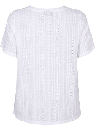 Bluzka z krótkim rekawem i teksturowanym wzorem, Bright White, Packshot image number 1