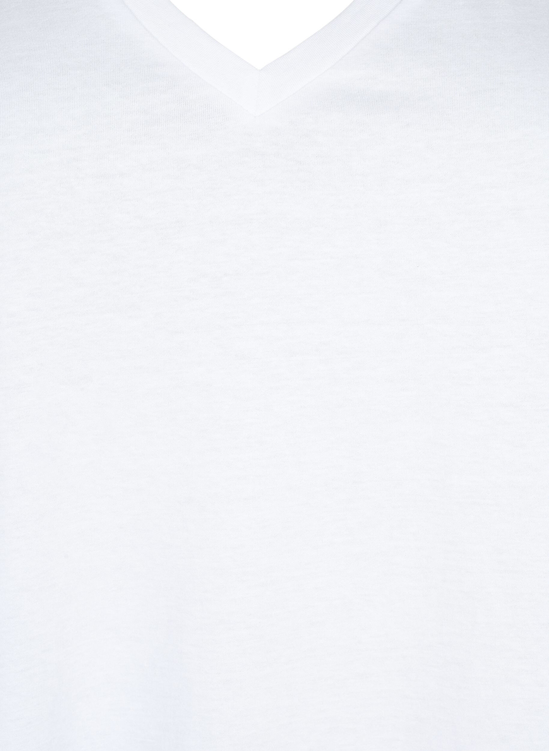 Zizzi Bawelniany t-shirt z kr&oacute;tkimi, koronkowymi rekawami, Biały, Packshot image number 2