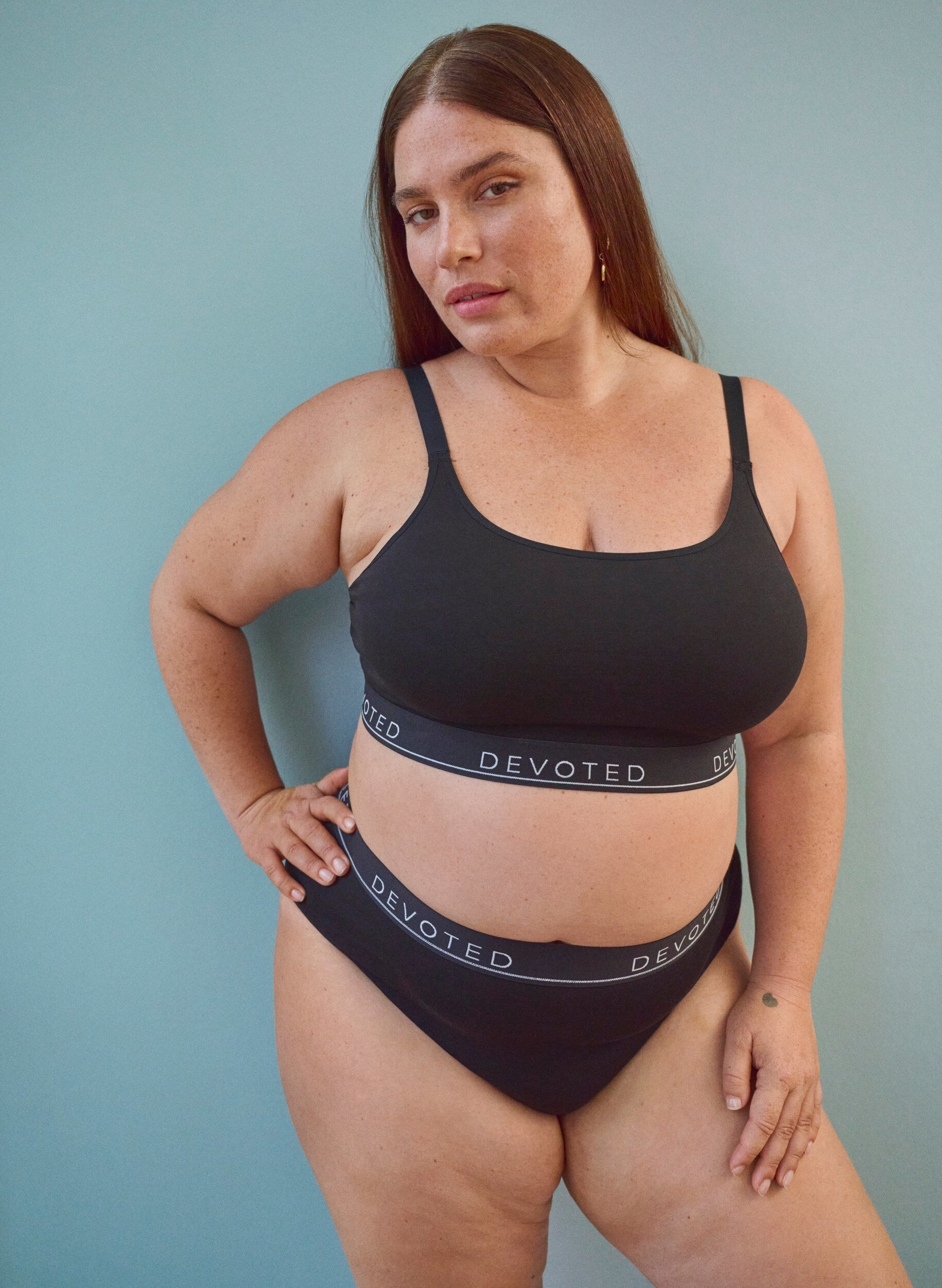 Zizzi Bawelniany biustonosz z regulowanymi ramiaczkami, Czarne, Image image number 0