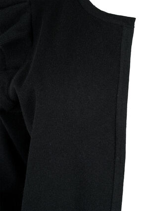 Dzianinowy kardigan z falbankami i kieszeniami, Black, Packshot image number 2