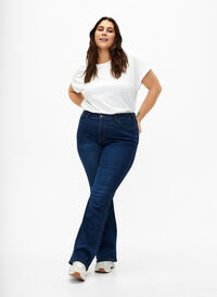  Jeansy typu bootcut Ellen z wysokim stanem, Dark Blue, Model
