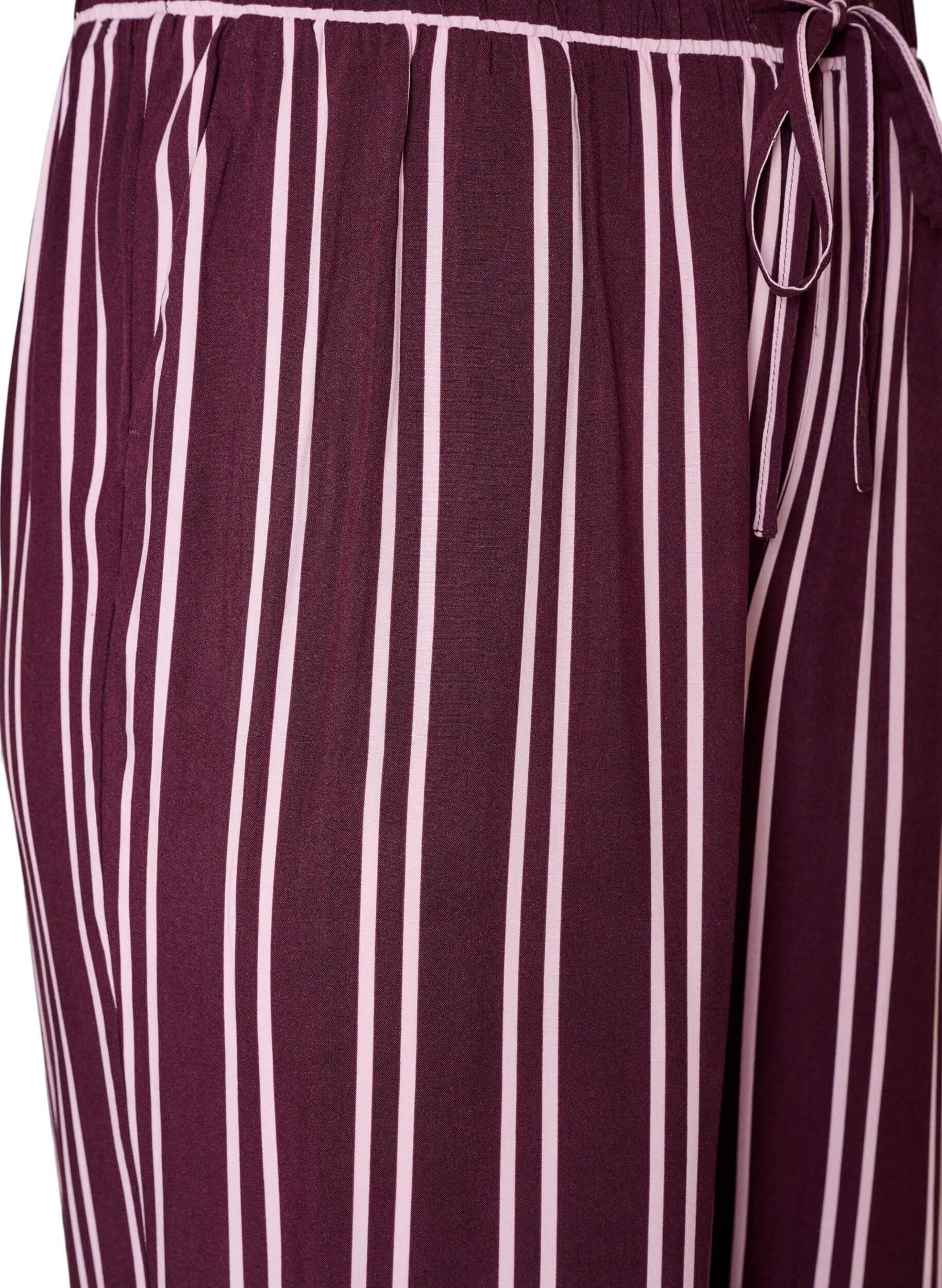 ZizziLuzny d&oacute;l pizamy w paski, Ciemnobordowy, Packshot image number 2