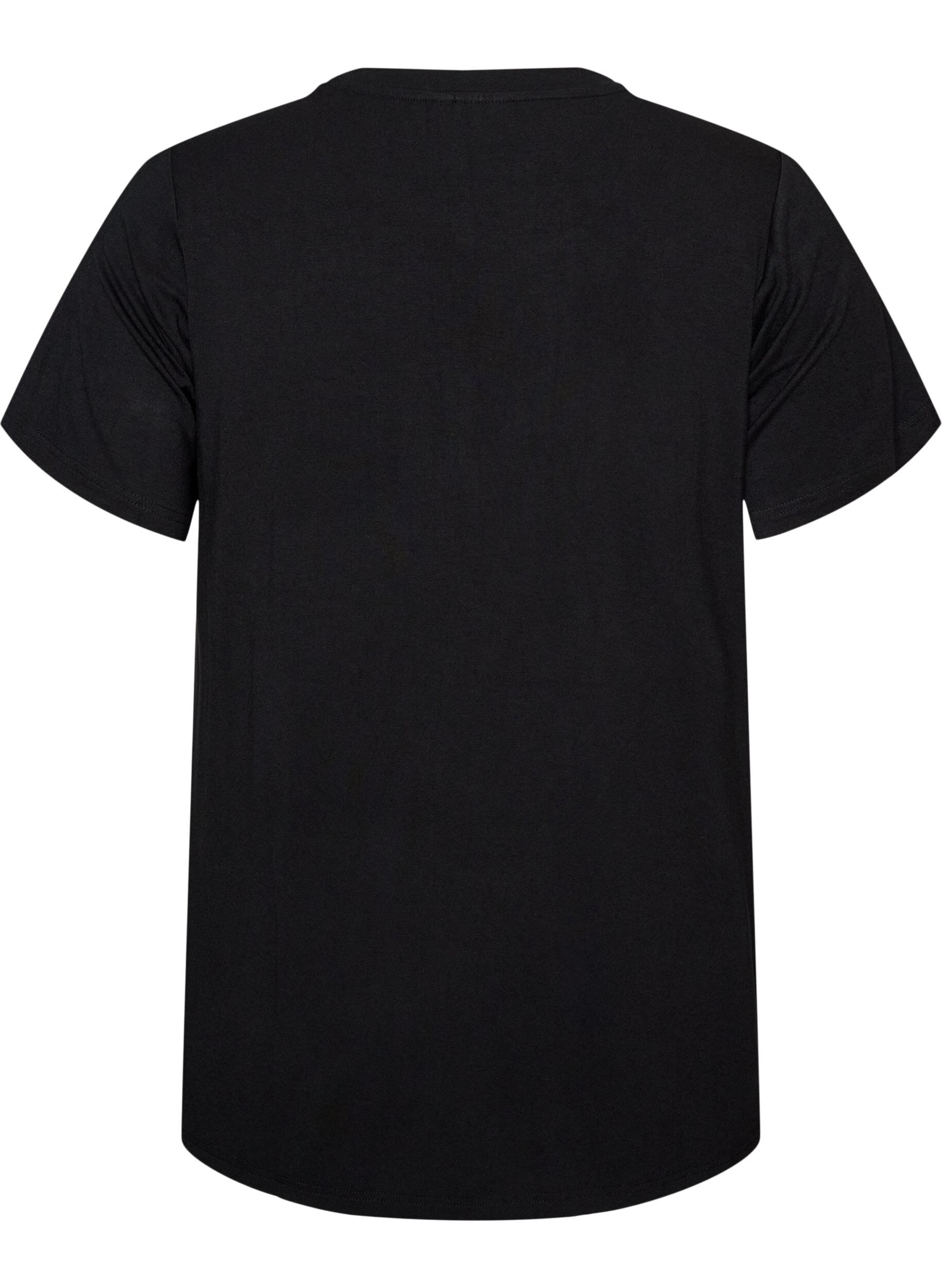 ZizziWiskozowy T-shirt z dzetami, Czarne, Packshot image number 1