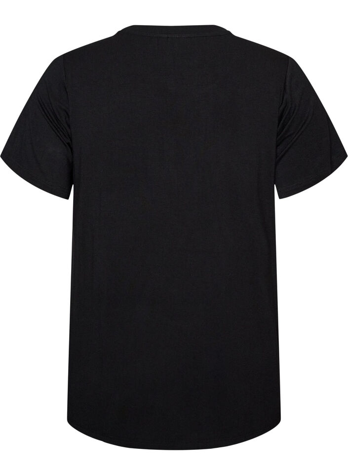 Wiskozowy T-shirt z dzetami, Czarne, Packshot image number 1