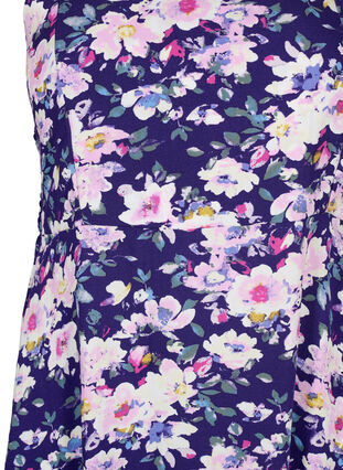 Marszczona wiskozowa sukienka w kwiaty, na ramiaczkach, Blue Flower, Packshot image number 2