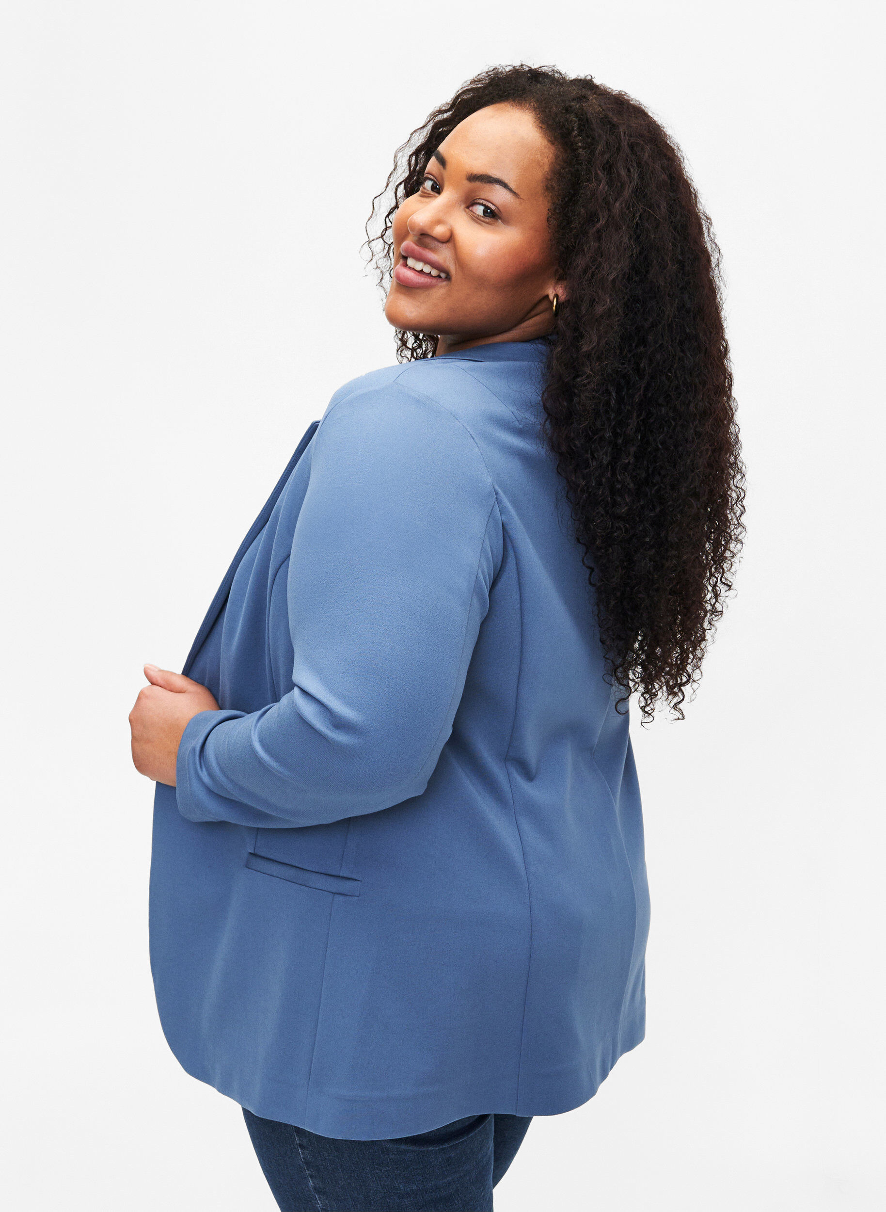 Zizzi Prosta marynarka z zapieciem na guziki, Niebieskie, Model image number 2