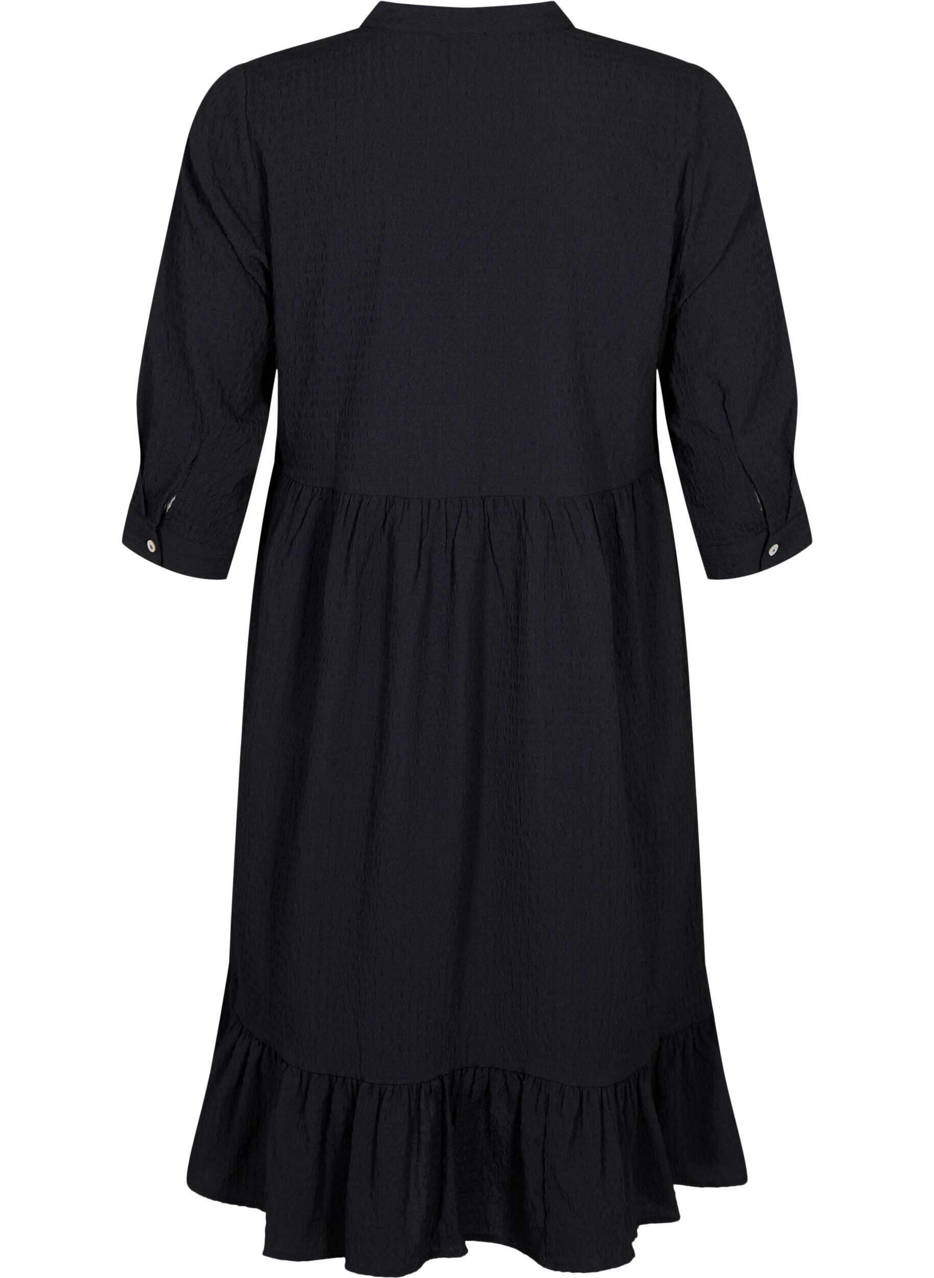 Zizzi  Plain midi dress with 3/4 sleeves, Black, Packshot image number 1