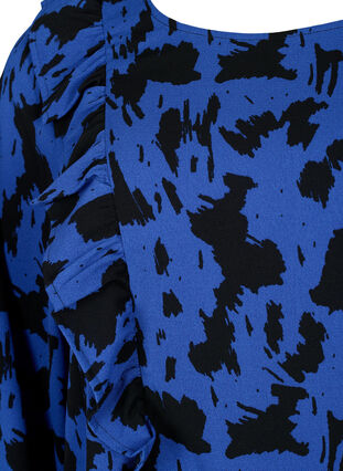 Bluzka z dlugim rekawem i marszczeniami, Black Blue AOP, Packshot image number 2