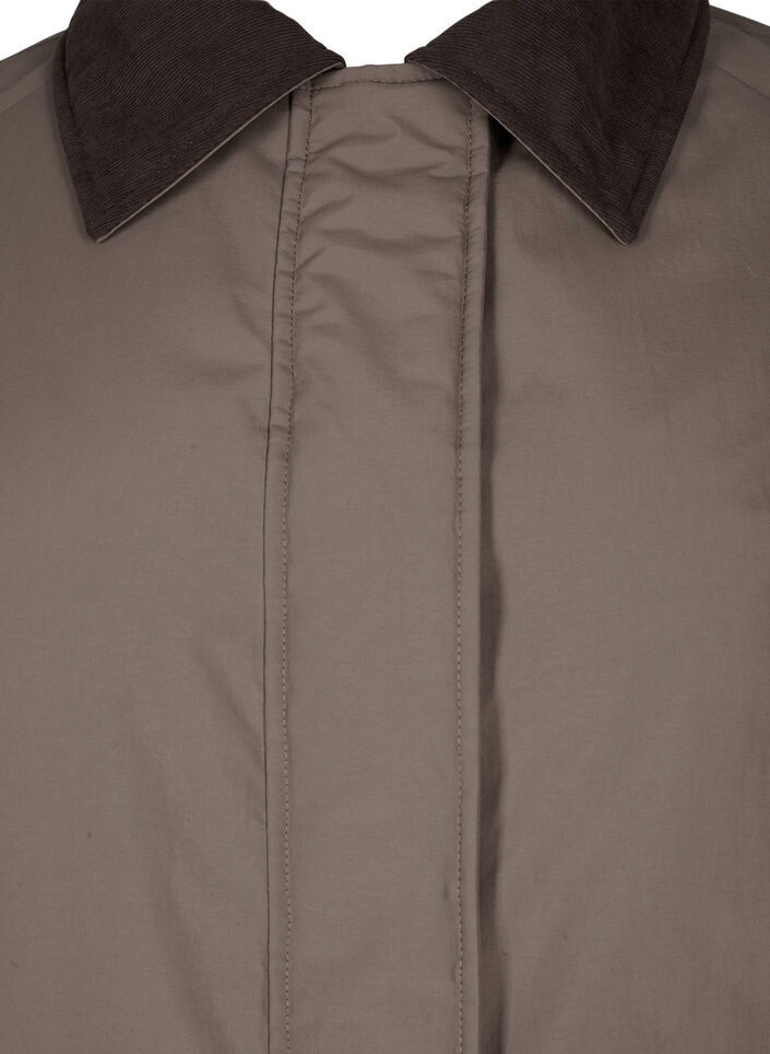 Plaszcz przejsciowy z aksamitnym kolnierzem i kieszeniami, Chocolate Chip, Packshot image number 2