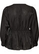 Blyszczaca bluzka z wiskozy z efektem peplum, Czarne, Packshot image number 1