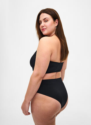 Dól bikini w jednolitym kolorze z regularnym stanem, Black, Model image number 1