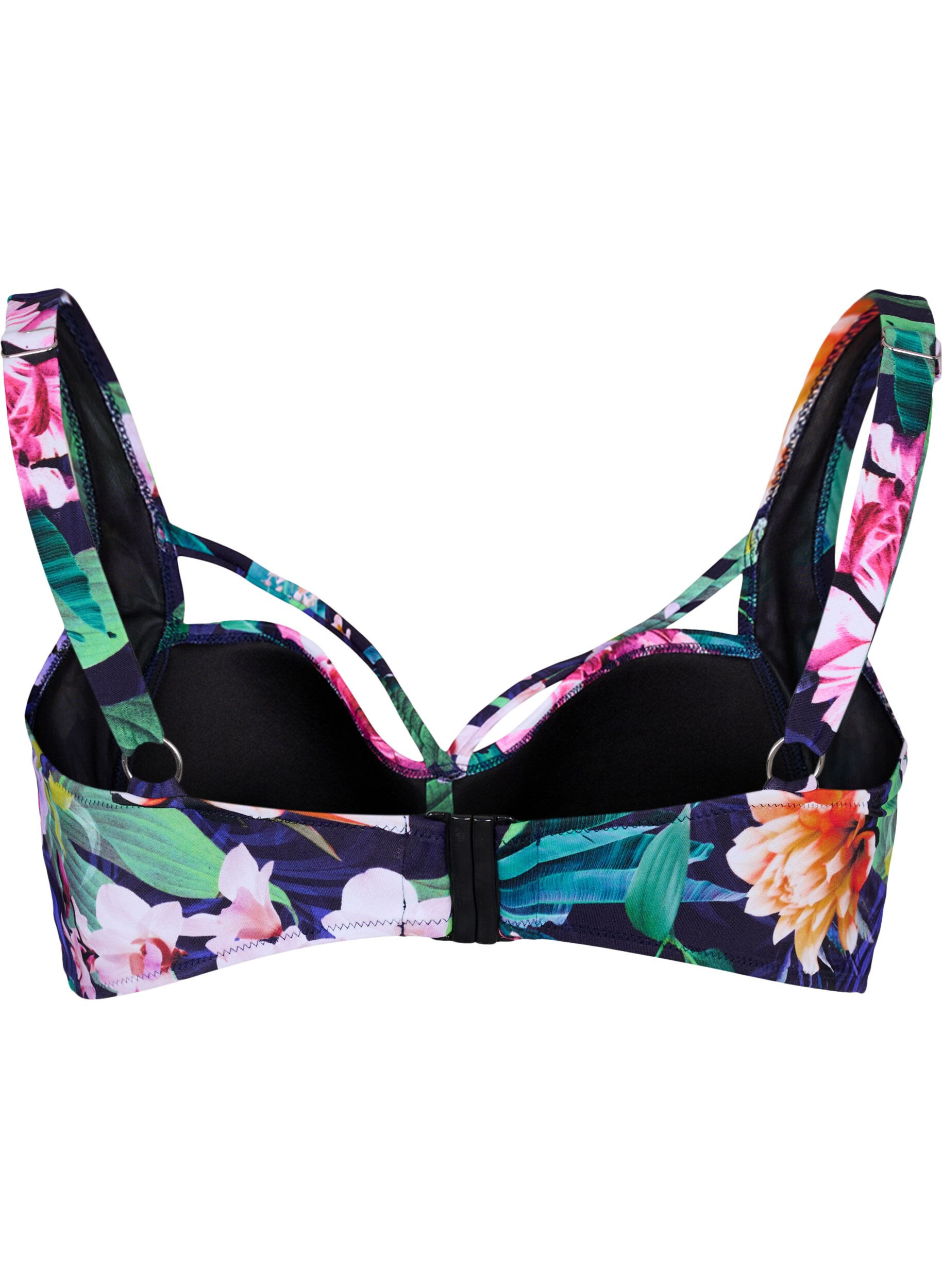 Zizzi G&oacute;ra od bikini z marszczeniami i tasiemkami, Flower Print, Packshot image number 1