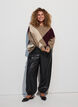 Sweter z rombowym wzorem, Brązowy, Model image number 1