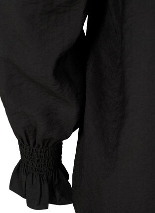 Bluzka z wiskozy z dlugim rekawem i falbanami, Black, Packshot image number 3