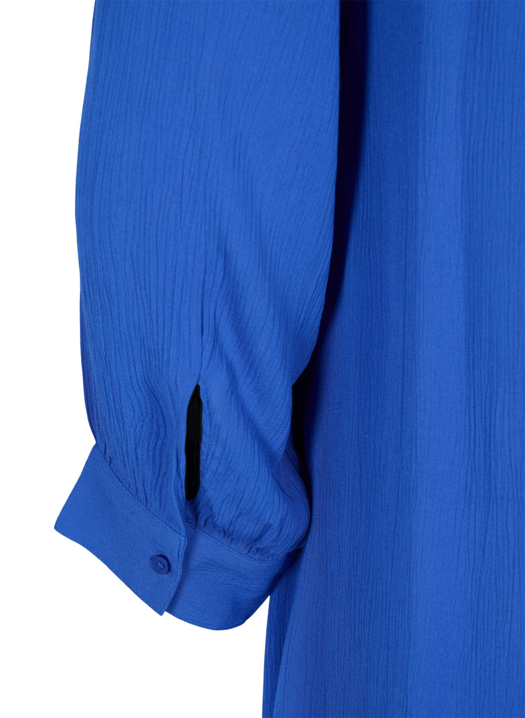 Zizzi Viscose tunic with 3/4 sleeves, Dazzling Blue, Packshot image number 3