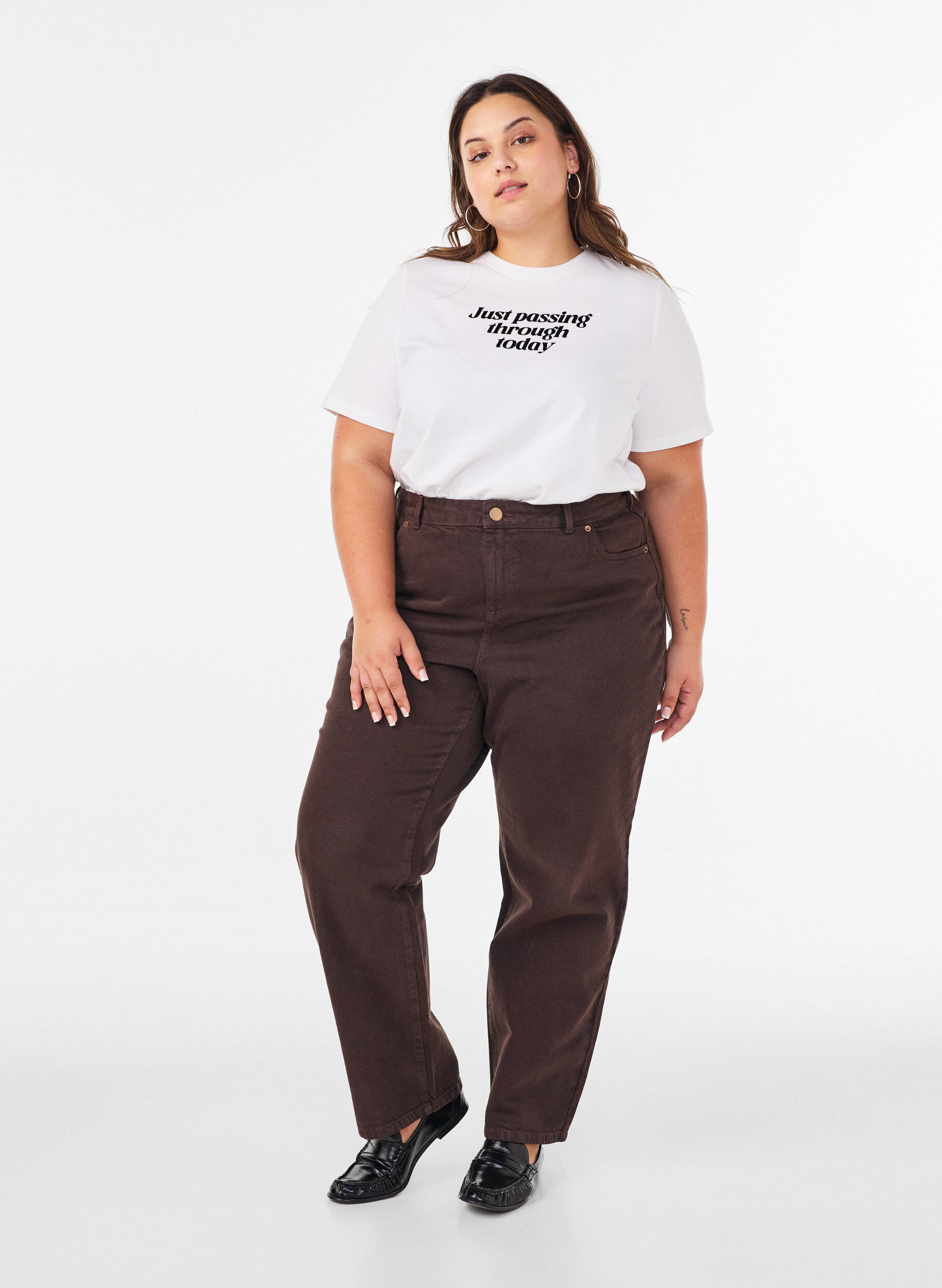 ZizziBawelniany T-shirt z napisem, Biały, Model image number 1