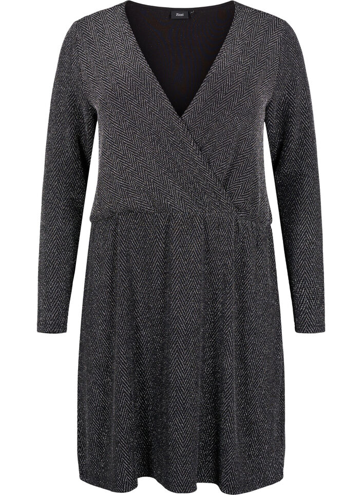 Blyszczaca sukienka w zygzaki, Silver ZigZagShimmer, Packshot image number 0