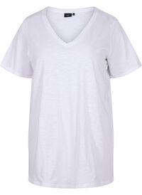 Jednokolorowa koszulka typu oversize z dekoltem w szpic