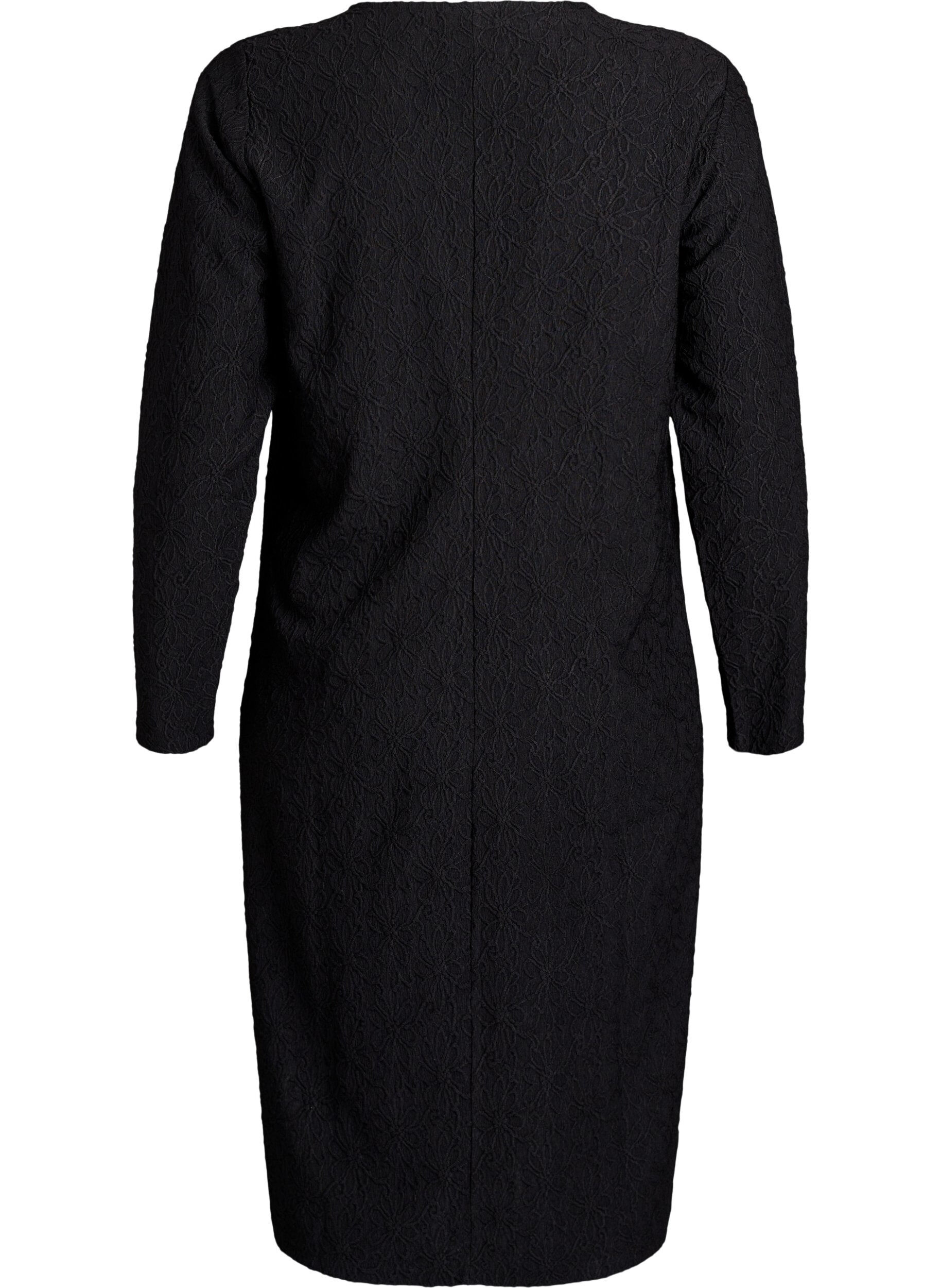 Zizzi Sukienka z kwiatowym wzorem i dlugim rekawem, Czarne, Packshot image number 1