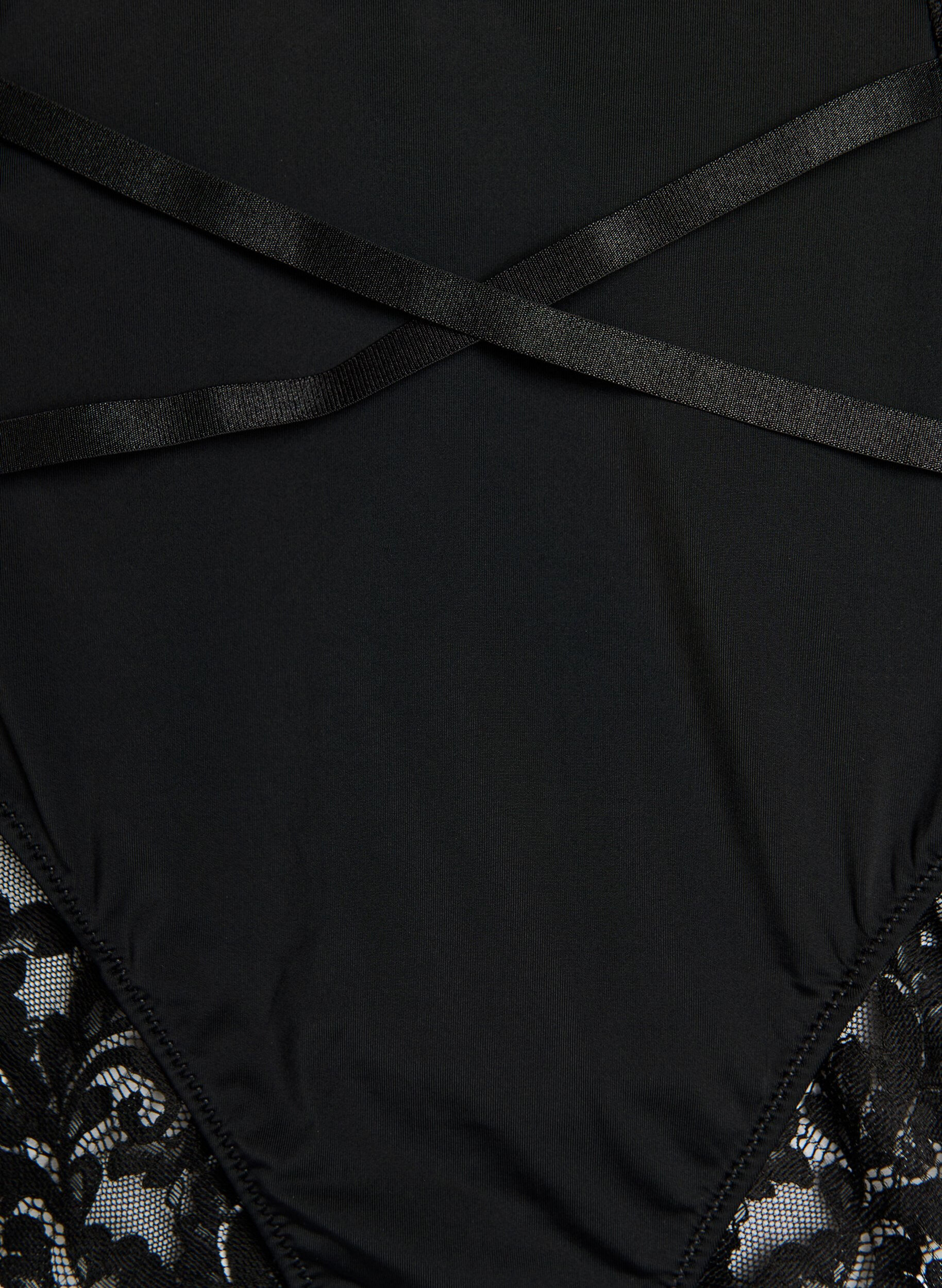 ZizziKoronkowe figi typu hipster z krzyzujacym sie detalem, Czarne, Packshot image number 2