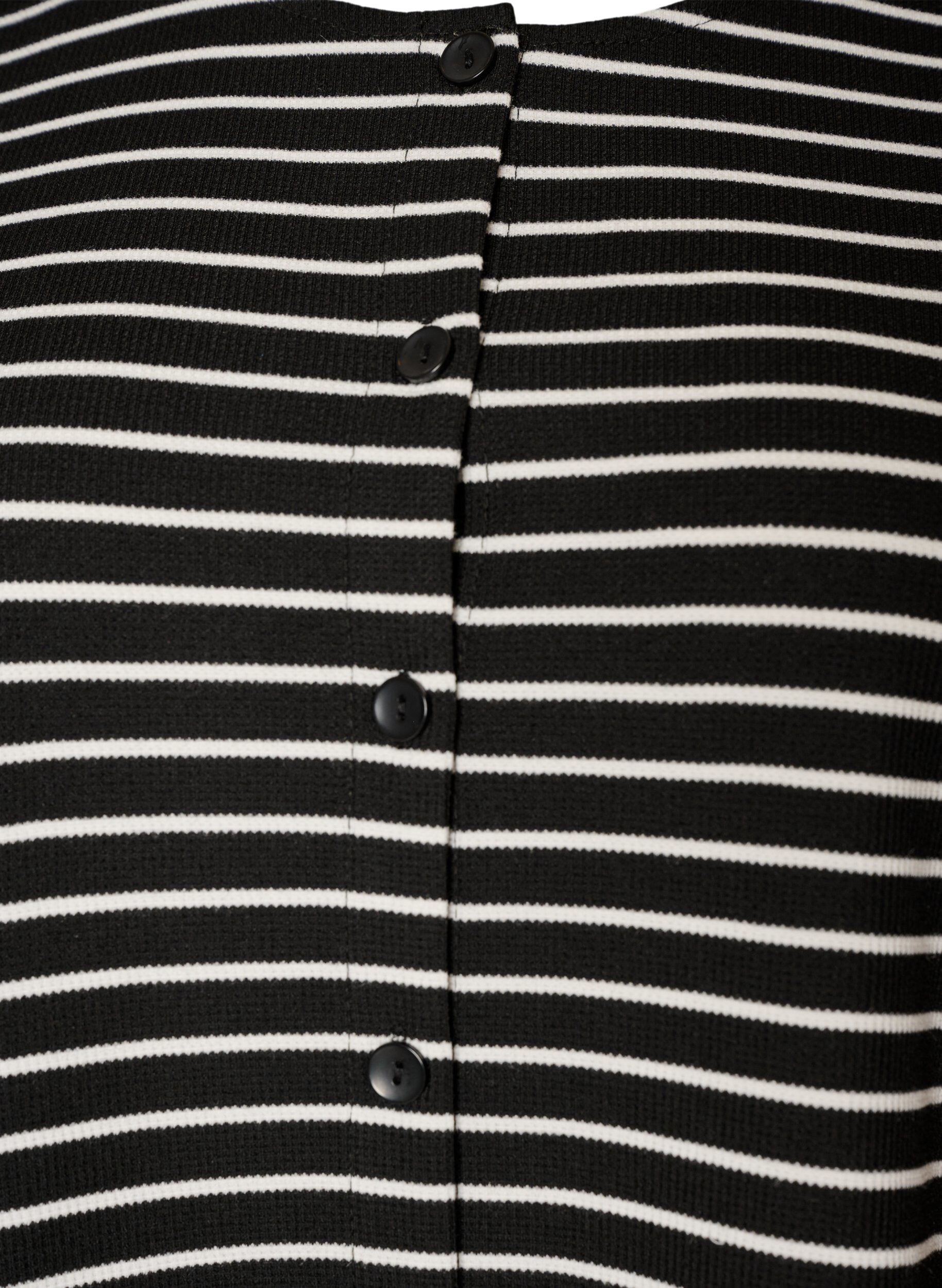 ZizziBluzka z prazkowana faktura i zapieciem na guziki, Czarne, Packshot image number 2