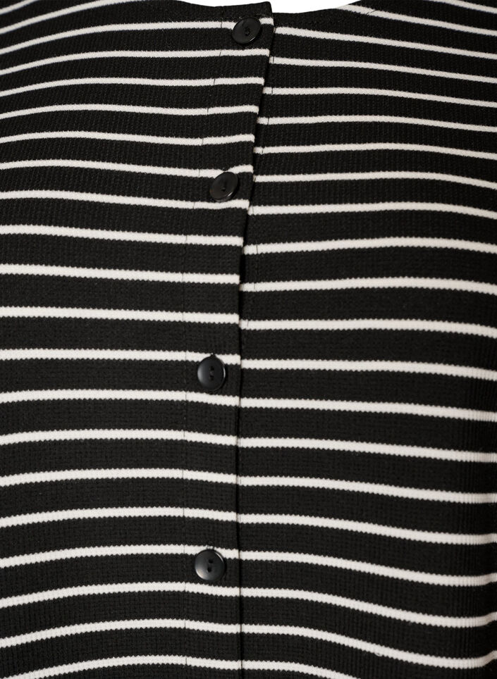 Bluzka z prazkowana faktura i zapieciem na guziki, Czarne, Packshot image number 2