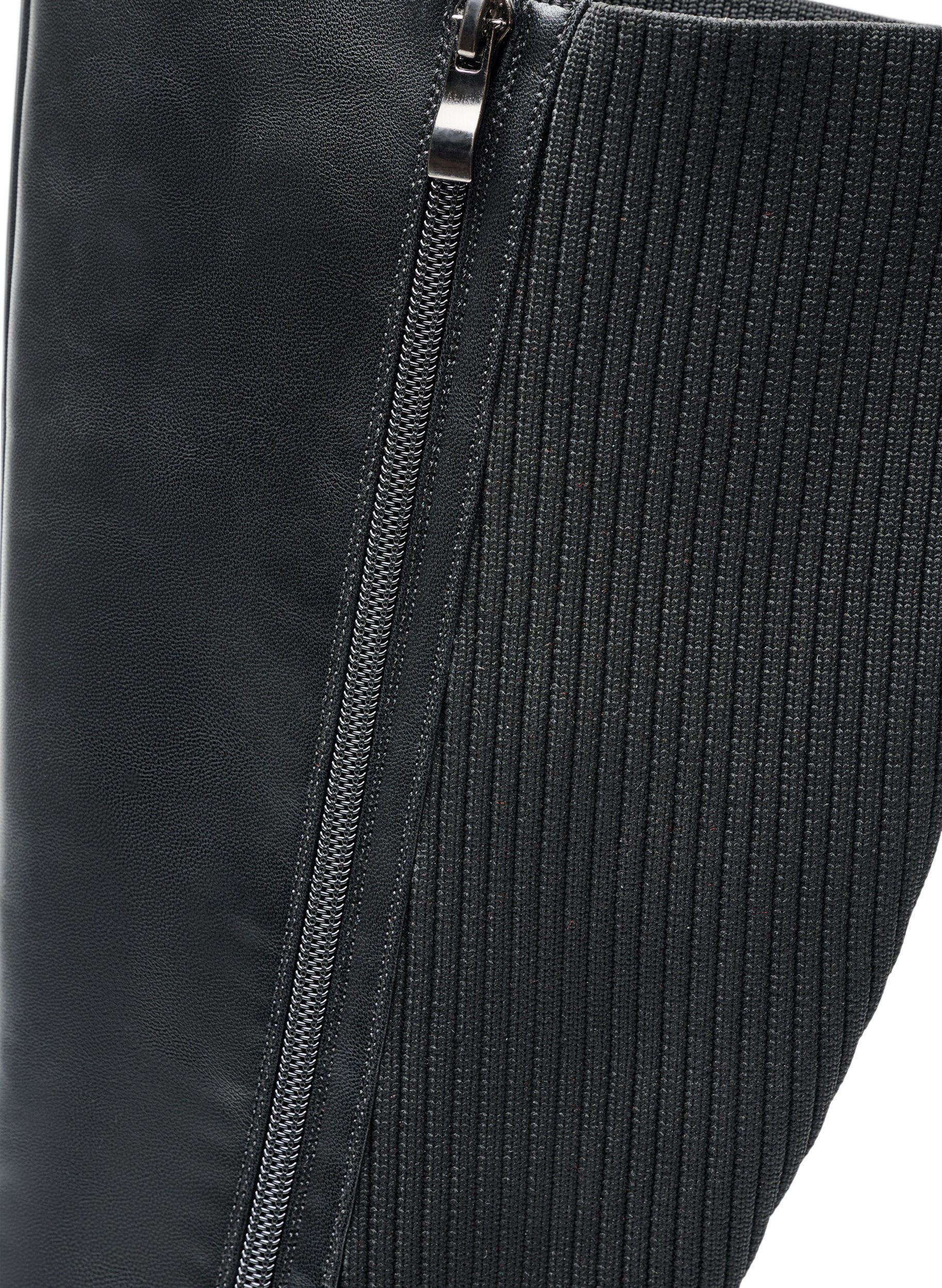 ZizziDlugie buty z wstawkami z zebrowanej dzianiny, Czarne, Packshot image number 4