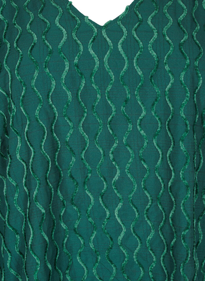 Wzorzysta bluzka z dlugim rekawem i dekoltem w szpic, Rain Forest, Packshot image number 2