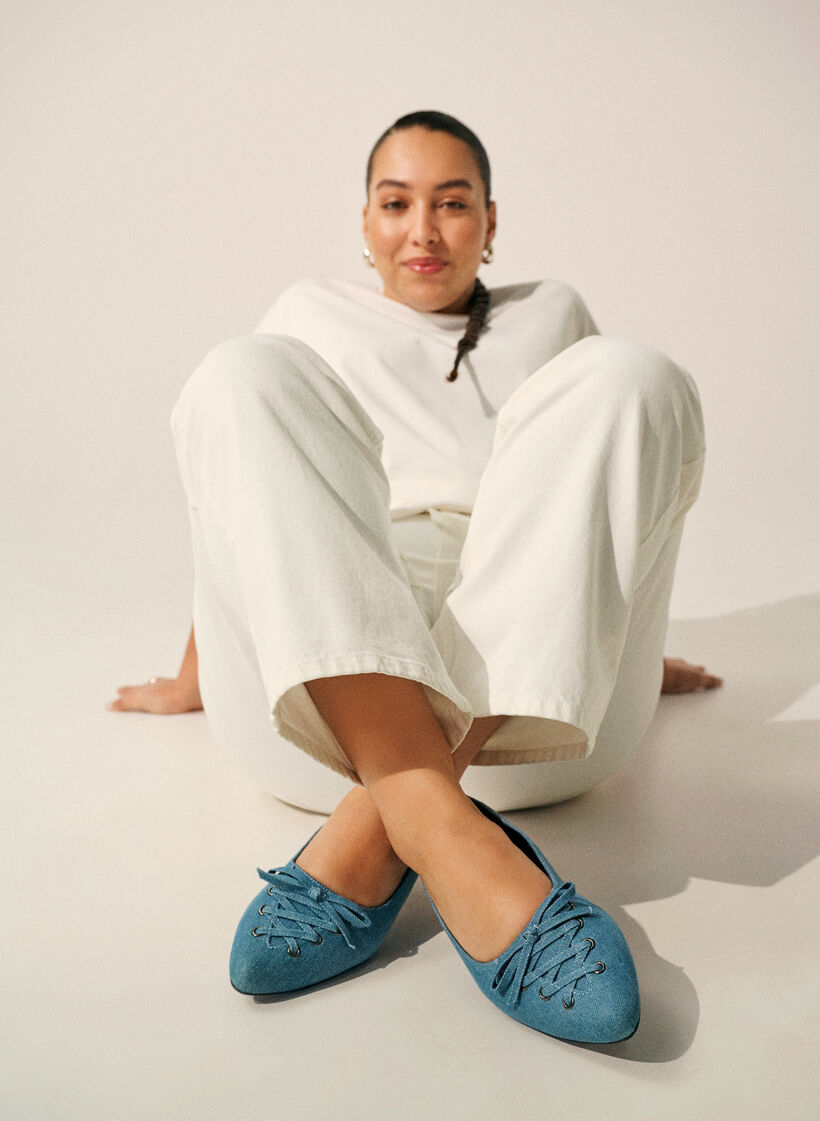 Baletki ze sznurowaniem, Niebieskie, Image image number 0