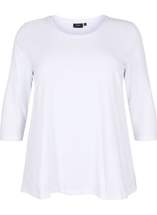 Bawelniana koszulka typu basic z rekawami 3/4, Bright White, Packshot image number 0