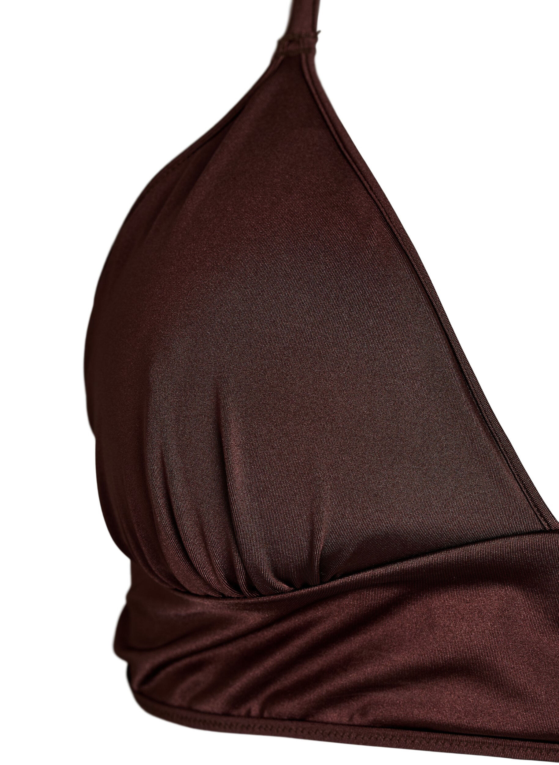 ZizziDwustronny bikini top z dekoltem V i krzyzowanymi ramiaczkami, Brązowy, Packshot image number 2